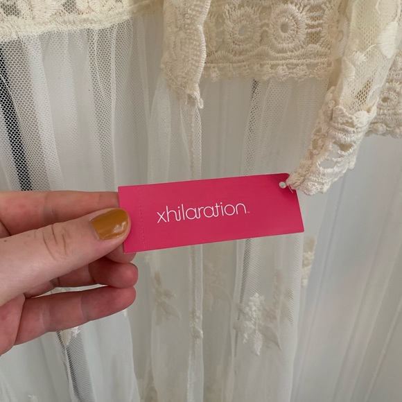 Women’s Target Xhilaration Lace Jacket Blouse Peignoir Cream in Size Medium - Picture 5 of 6